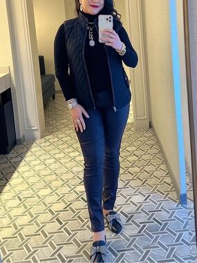 Chico's Black Quilted Vest with Knit Sides